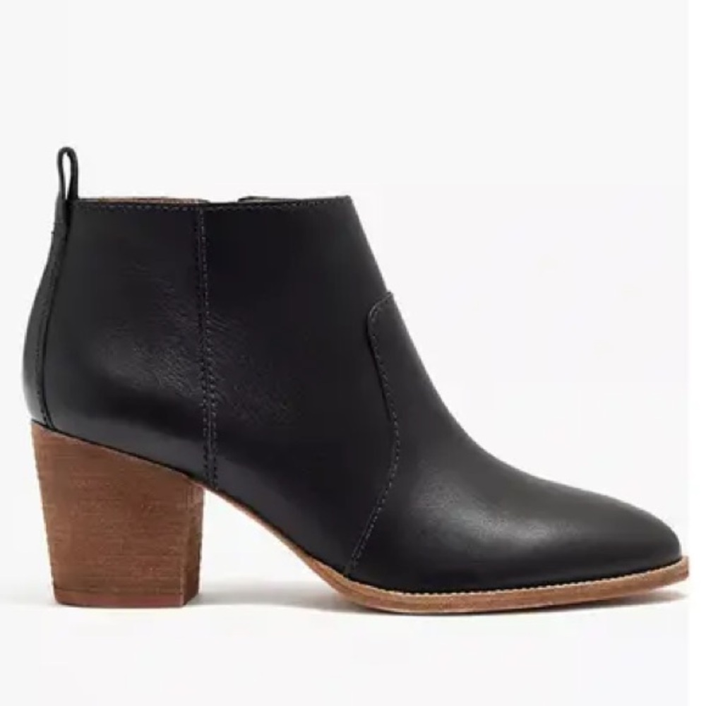 Madewell The Brenner Stacked Heel Leather Ankle Boot